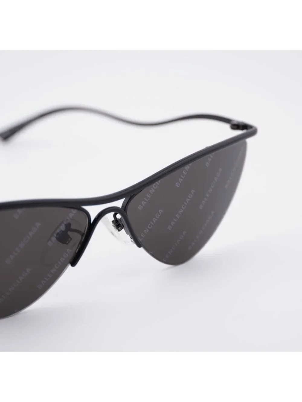 Balenciaga BB0093S 001 Sunglasses Black Geometric Frame, Grey Lenses